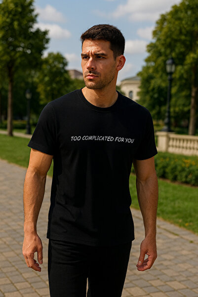 Maccali Ανδρικό βαμβακερό γραπτό κοντομάνικο φαρδύ μαύρο βασικό μπλουζάκι