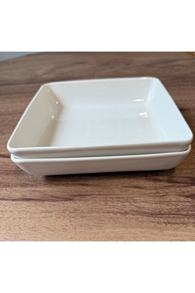 Kütahya Porselen 19 Cm Thick Porcelain - 2-Piece Square Salad Plate, CREAM