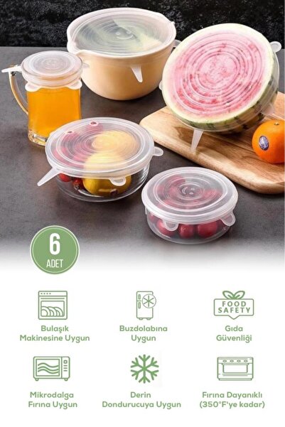 MUJGAN Isıya Dayanıklı Sızdırmaz 6’lı Silikon Streç Kapak Seti