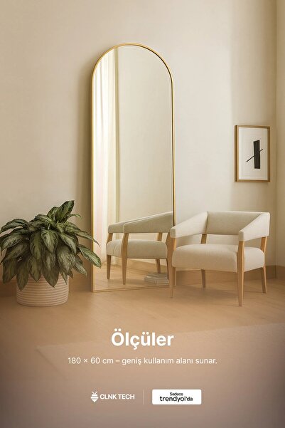 CLNK GOLD Metal Çerçeveli 180x60 Hafif Tasarım Kırılıma karşıtı Ayaklı Boy Ay...