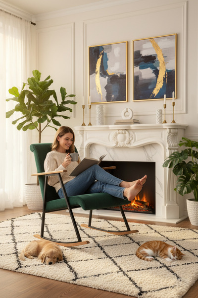 Berta Concept Aila Sallanan Koltuk Sallanır Tv Koltuğu Sallanan Sandalye Dinlenme Koltuğu Yeşil