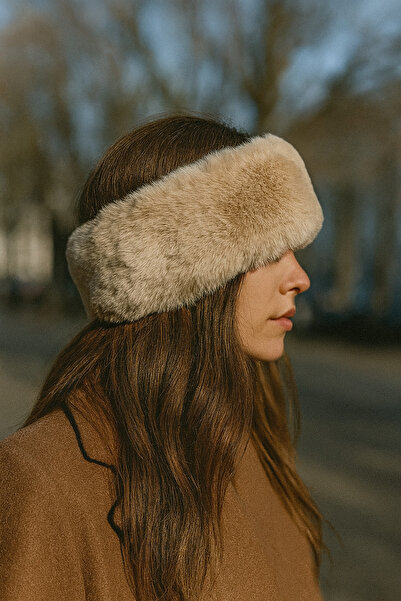 Butik Ekru Kadın Kışlık Bandana Boyunluk - Kulak Kapatan Sıcak Tutar -arkası ...