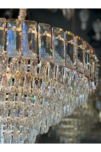 Led YENİ MODEL 80 CM KRİSTAL AVİZE GOLD RENK İTHAL KASA 13 + 2 ADET AMPÜL 80 CM KRİSTAL MODEL