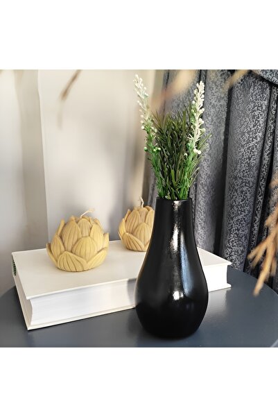 E.M.S AVM VAZO DAMLA - 13 CM x 7 CM Vasă decorativă neagră