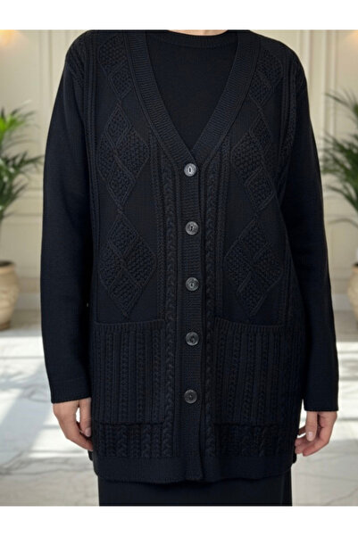 TEK Winter Wool Type Mother Cardigan Without Beads / Black