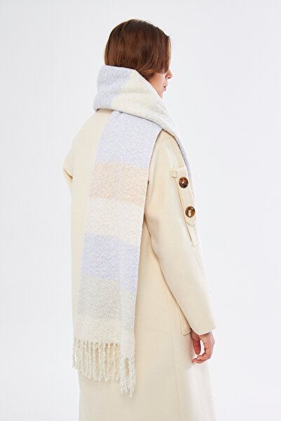 Aghilo Καρό γυναικείο μακρύ μαντήλι με μπουκλέ (50x200)