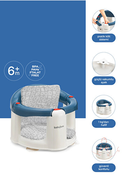 Babyjem Önden Açılır Mama Oturağı & Oturak Minderi - 2' Li Set - İndigo