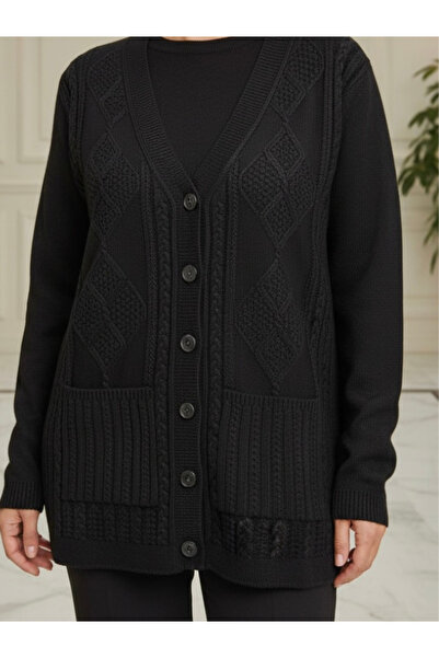 TEK Winter Wool Type Mother Cardigan Without Beads / Black