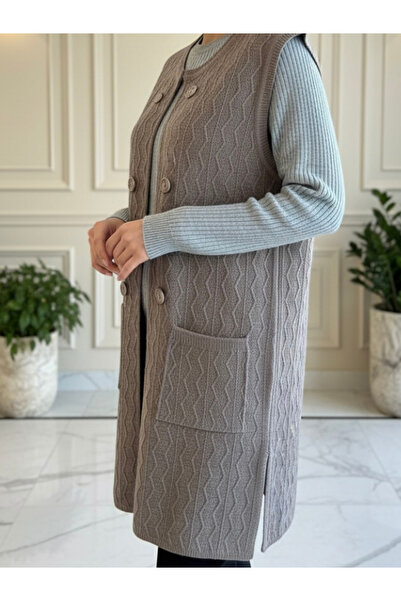 TEK Жилетка с кръгло деколте TEKTRIKO / норка