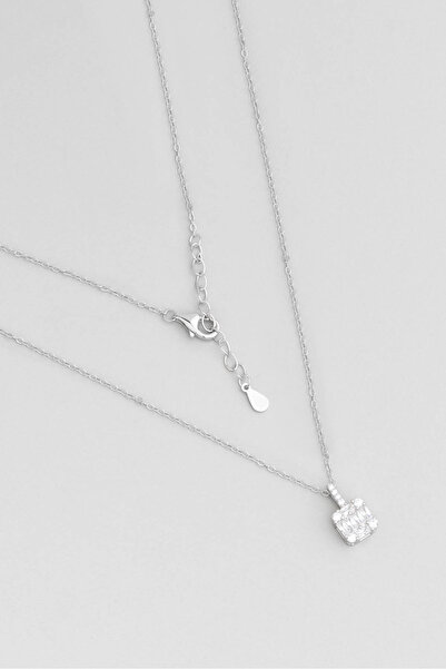 So CHIC... Baget Rüyası 18 Ayar Beyaz Altın Kaplama 45 Cm Gümüş Minimal Kolye