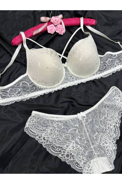 Love Angels Σετ εσώρουχα με δαντέλα χωρίς γέμιση σταυρωτό κορδόνι σουτιέν - Σετ εσώρουχα