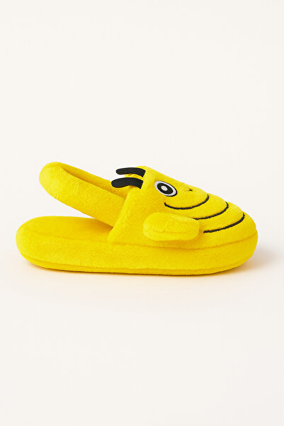 Shoebuo Peluş Arı Figürlü Çocuk Ev Terliği Sandalet (Unisex, Sessiz Taban)