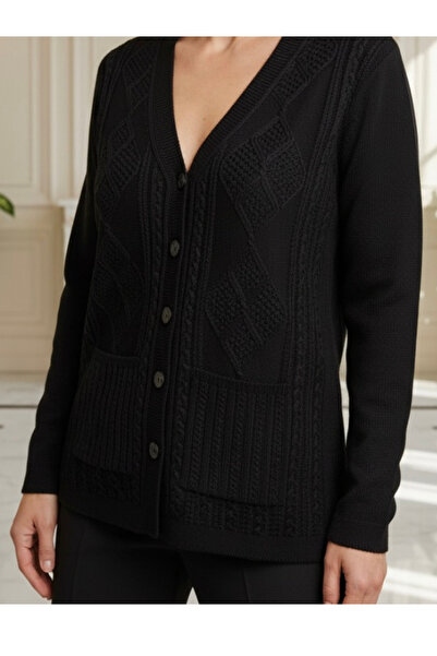 TEK Winter Wool Type Mother Cardigan Without Beads / Black