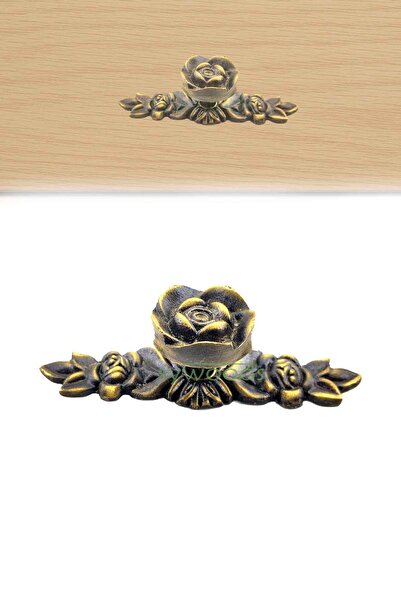 sywoods Antik pirinç kulp gül desenli düğme mobilya kulbu antik sarı renk