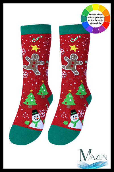 MAZEN Коледни чорапи с мотиви | Висококачествена памучна плетена материя | Размери 36-41 | Унисекс за жени и мъже | 1 чифт