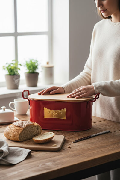 EVSTYLE Bread Bowl with Wooden Cut Board