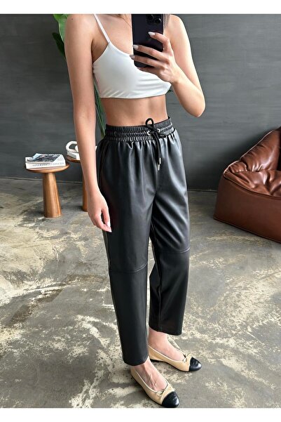 Lady Pixie Γυναικείο δερμάτινο παντελόνι ελαστικής μέσης