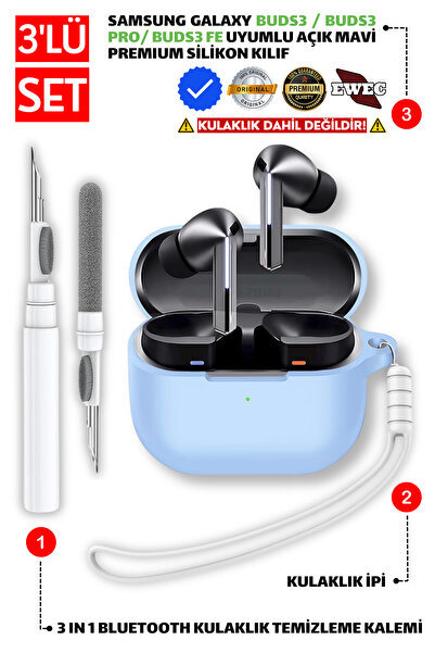 EWEC Samsung Galaxy Buds3, Buds3 Pro, Buds3 FE Uyumlu Silikon Kılıf, Kulaklık...