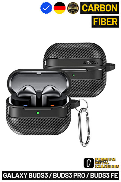 EWEC Galaxy Buds3, Buds3 Pro ve Buds3 FE Uyumlu Karbon Fiber Hybrid Polymer T...
