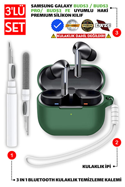 EWEC Samsung Galaxy Buds3, Buds3 Pro, Buds3 FE Uyumlu Silikon Kılıf, Kulaklık...