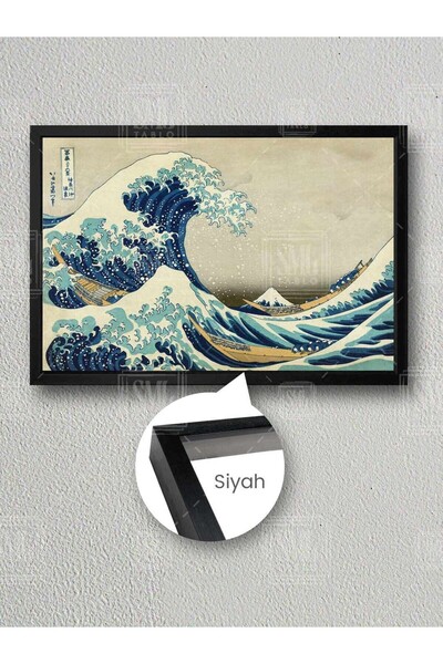 SML TABLO Japon Deniz Dalgası Katsushika Hokusai Kanagawa Oki Great Wave Çerç...