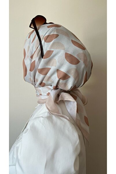 ESSLERA D Μπεζ κρεμ μαλακό κασκόλ με σχέδιο