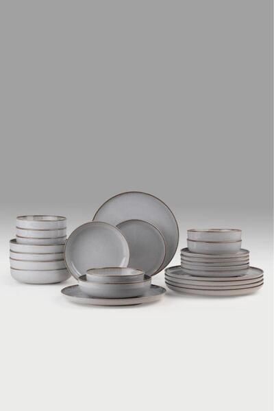 Kütahya Porselen Moderna 24 Parça 6 Kişilik Yemek Takımı Gri