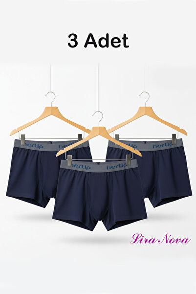 Hertip Lacivert Ultra Soft Likralı Boxer 3'Lü