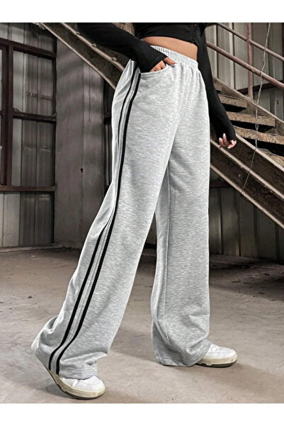 Ergün Γυναικείο παντελόνι με φαρδιά εφαρμογή ριγέ Premium βαμβακερό παντελόνι με 2 κλωστές