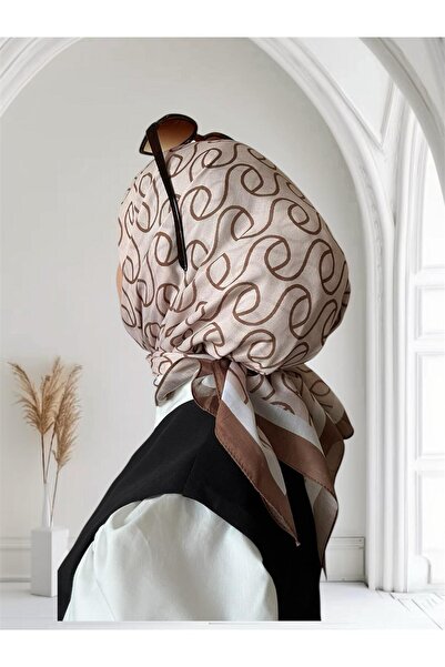 ESSLERA Καφέ μαλακό κασκόλ με σπειροειδή σχέδια