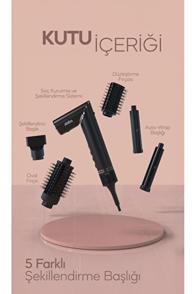 Sinbo Pro Airwrap Foldable Multistyler Air Blowing 5 in 1 Hair Styler Bldc Shd-1720 Black