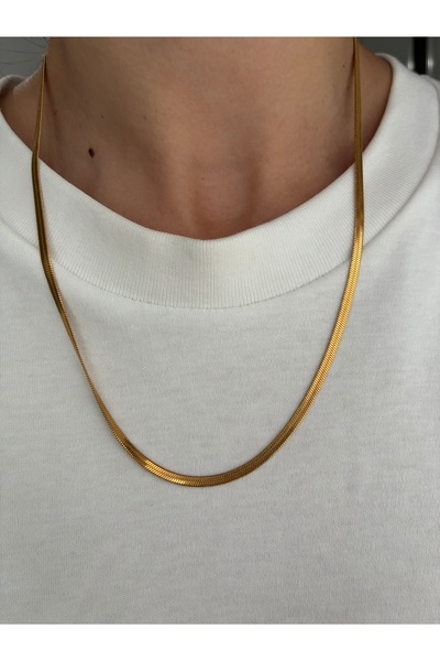 DeNors قلادة سلسلة إيطالية – سلسلة من الفولاذ الذهبي اللامع للجنسين، تصميم عص...