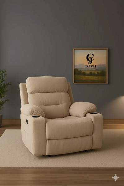 Crestj كرسي بيج قابل للإمالة والهز والدوران - حجم كبير، تصميم مريح وفخم