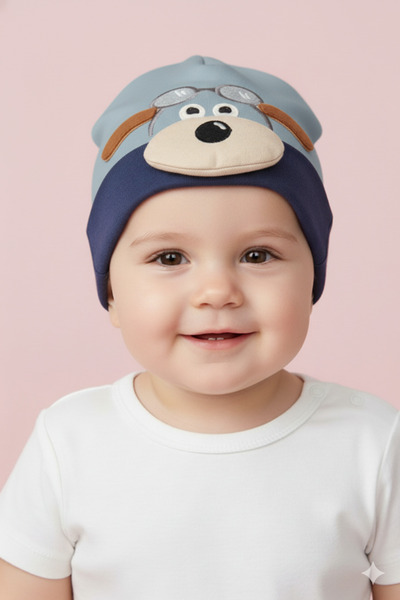 Kayra Seasonal Baby Hat with Cute Dog Details