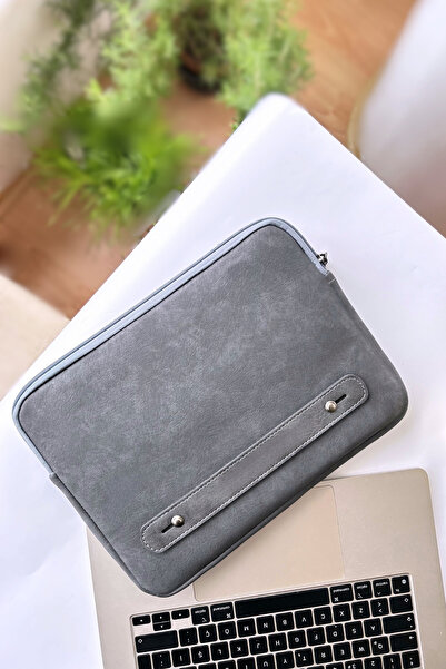 worken 11 Inch Tablet Case, MacBook Case, Galaxy, Lenovo, Huawei 31.5X23X2 cm Vegan Leather Shawl Gray