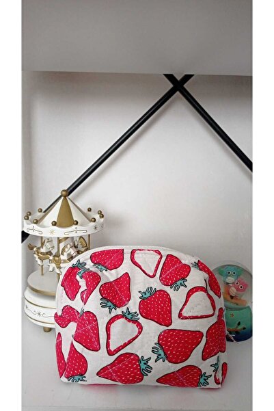 Bestway ve Diğeri Çilek desenli makyaj çantası seyahat çantası kozmetik düzenleyici Organizer