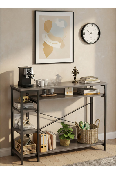 AGD Console Table with Open Storage Shelves, Side Table for Hallway, Living Room 130x35x90cm