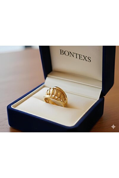 Bontexs Dalgalı Desenli Ayarlanabilir Çelik Yüzük