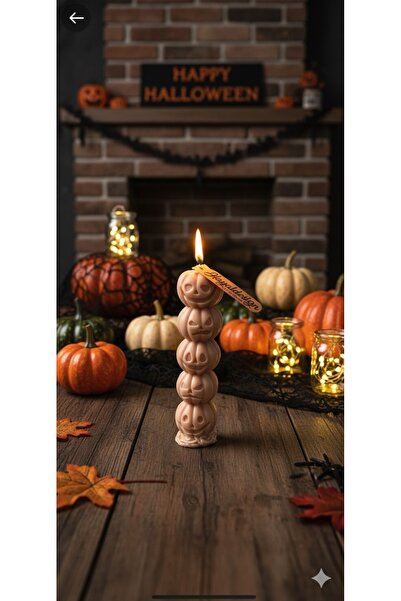 Hayal Design Dekoratif Bal Kabağı Uzun Mum % Yüz Doğal Soya Wax Özel Cadılar ...