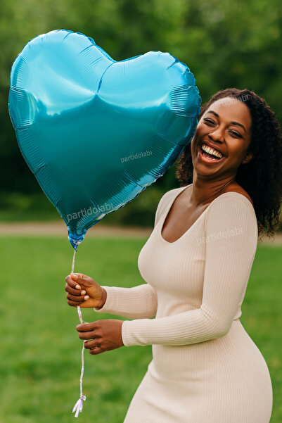 Parti dolabı 60 cm Açık Mavi Kalp Folyo Büyük Balon Helyumla Uçan Romantik Kalp Evlilik Teklifi 14 Şubat