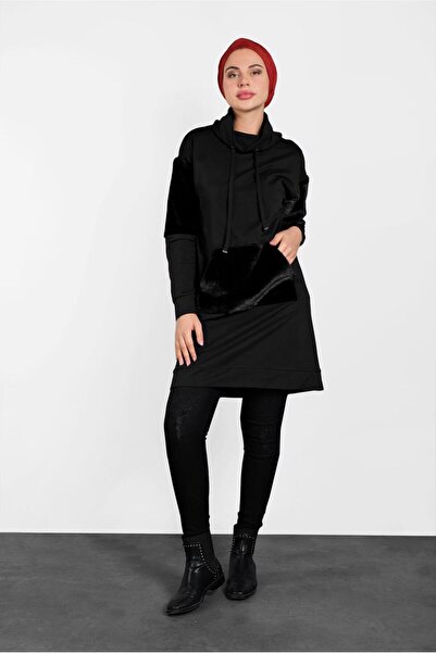 Alvina Plush Detailed Shal Collar Tunic 40407