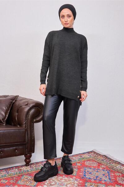 TRENDTESETTÜR WOMEN'S GRAY (ANTHRACITE) KNITWEAR TUNIC T 4808