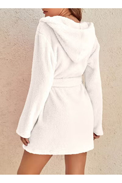 Generic Turkish Cotton Women's Shower Robe, Lightweight Robe, Knitted Bathrobe, Self-Tying Belt, With Pocket