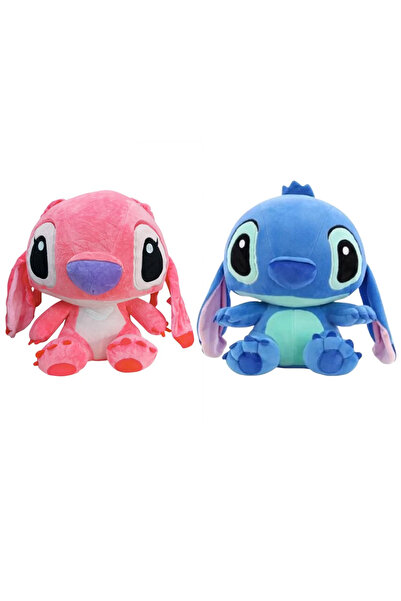 Hediye Nest Lilo And Stitch 35 Cm Sevimli Peluş Oyuncak 2 Karakter Mavi Pembe...