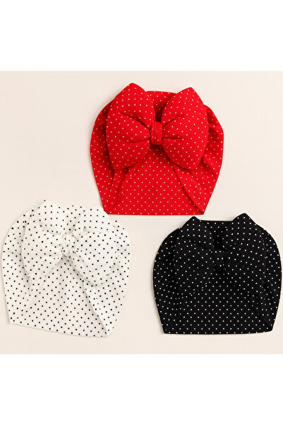 Bebekino Cute Patterned Bow Bonnet 3-Pack – Suitable for 0-18 Months