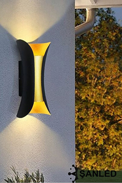 ŞANLED Merdiven Modeli Metal Çift Yönlü Beyaz-Günışığı-Amber Işık SİYAH KASA Duvar Aydınlatma Aplik