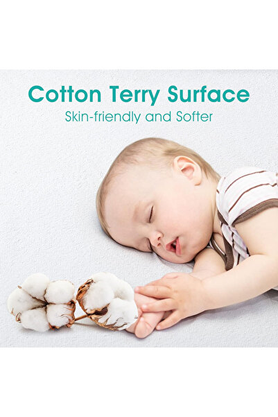 TEGRILO Waterproof Cotton Terry Mattress Protector - Deep Pocket, Vinyl-Free, Noiseless (180x20x30cm)