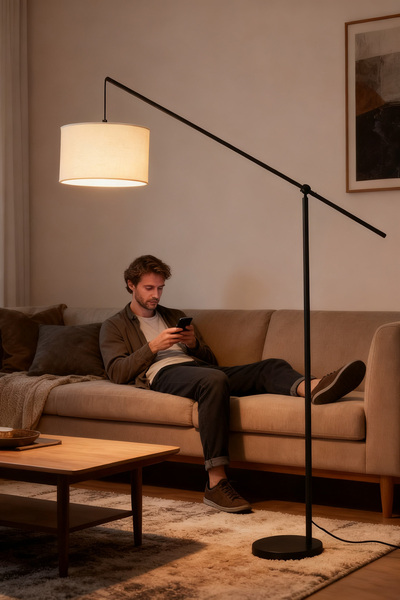 Generic DIDA Arc Floor Lamp, Overhang Cantilever Standing Lamp, Adjustable Balance Arm Shades