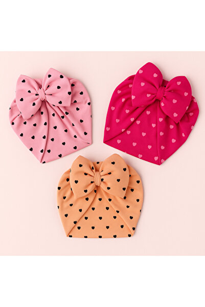 Bebekino Cute Patterned Bow Bonnet 3-Pack – Suitable for 0-18 Months