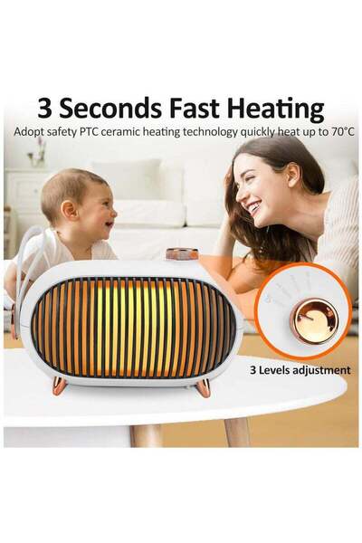 fulina Mini Ceramic Fan Heater, Portable Desk Heater , Electric Heater for Home, Office (White)